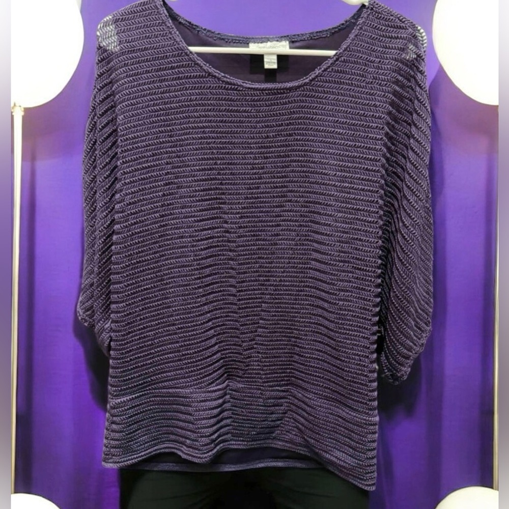 Dressbarn Textured Purple knit Blouse LARGE